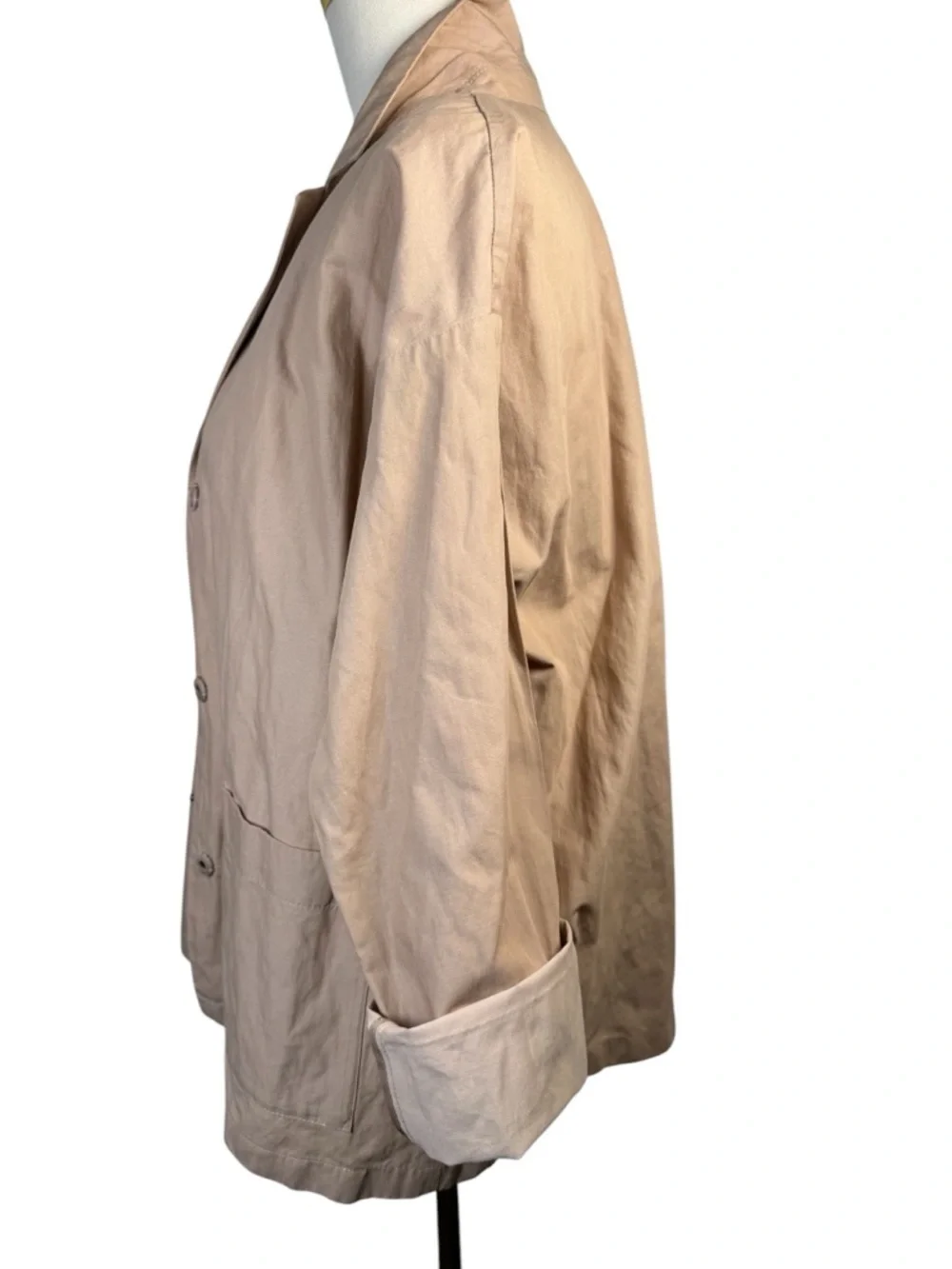 Eileen Fisher Organic Cotton Steel Boxy Jacket Bramble S Snap Blazer